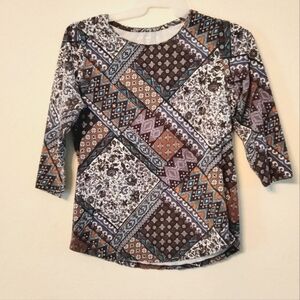 3/$12 ALLISON DALEY purple blue floral top